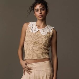 NWOT By Anthropologie Lace Collar Sweater Tank